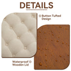 30'' Round Ottoman with Storage, Modern Tufted Storage Ottoman with Removable Top for Living Room, Bedroom, Khaki