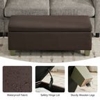 Faux Leather Storage Ottoman Bench, Rectangle Upholstered Storage Bench with Wooden Legs, Stitch Tufted Bench with Storage for Bedroom, Living Room, Entryway