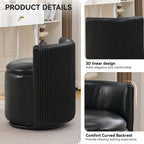 Vanity Chair with Storage，Leather, Black