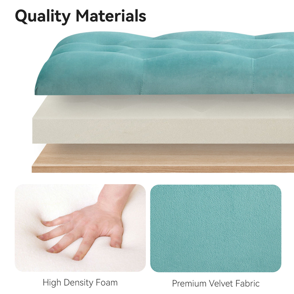 47" Velvet Storage Bench，Teal