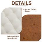 24'' Round Ottoman with Storage, Modern Tufted Fabirc Storage Ottoman with Removable Top for Living Room, Bedroom, White