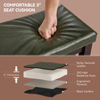 40" Shoe Bench with Leather Cushion, Green