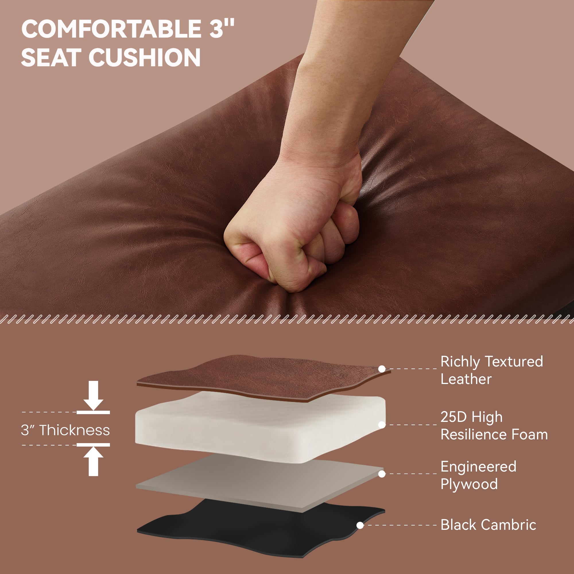 40" Shoe Bench with Leather Cushion, Brown