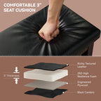 40" Shoe Bench with Leather Cushion, Black