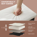 40" Shoe Bench with Leather Cushion, White
