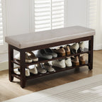 40" Shoe Bench with Leather Cushion, Gray