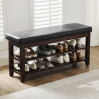 40" Shoe Bench with Leather Cushion, Black