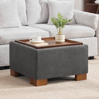 24" Square Storage Ottoman，Dark Gray