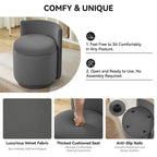 Vanity Chair with Storage，Velvet, Gray