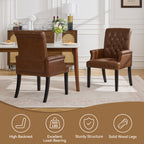PU Leather Dining Chair with Arms, Brown
