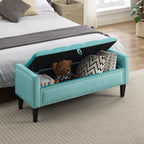 47" Velvet Storage Bench，Teal
