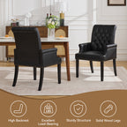 PU Leather Dining Chair with Arms, Black