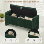 44'' Corduroy Storage Ottoman Bench, Green