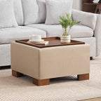 24" Square Storage Ottoman，Khaki