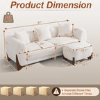 87" Sherpa Boucle Cloud Couch with Ottoman，Beige