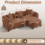 28.7" Sherpa Boucle Ottoman，Bright Brown