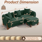 28.7" Sherpa Boucle Ottoman，Green