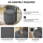 Vanity Chair with Storage，Velvet, Gray