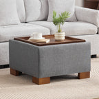 24" Square Storage Ottoman，Gray