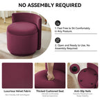 Velvet Swivel Accent Chair with Storage, 360° Vanity Makeup Chair with Wave Back, No Assembly Comfy Single Sofa Chair, Small Accent Stool for Bedroom, Dressing, Living Room