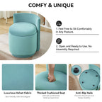 Velvet Swivel Accent Chair with Storage, 360° Vanity Makeup Chair with Wave Back, No Assembly Comfy Single Sofa Chair, Small Accent Stool for Bedroom, Dressing, Living Room