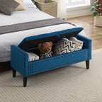 47" Velvet Storage Bench，Blue