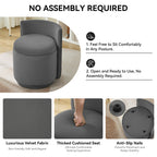 Velvet Swivel Accent Chair with Storage, 360° Vanity Makeup Chair with Wave Back, No Assembly Comfy Single Sofa Chair, Small Accent Stool for Bedroom, Dressing, Living Room