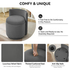 Velvet Swivel Accent Chair with Storage, 360° Vanity Makeup Chair with Wave Back, No Assembly Comfy Single Sofa Chair, Small Accent Stool for Bedroom, Dressing, Living Room
