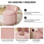 Vanity Chair with Storage，Velvet, Pink