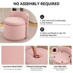 Velvet Swivel Accent Chair with Storage, 360° Vanity Makeup Chair with Wave Back, No Assembly Comfy Single Sofa Chair, Small Accent Stool for Bedroom, Dressing, Living Room