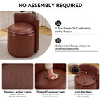 Vanity Chair with Storage，Leather, Red