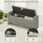 44'' Corduroy Storage Ottoman Bench, Gray