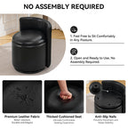 Vanity Chair with Storage，Leather, Black