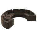 Curved Compression Sectional Couch，8 Seater，Brown