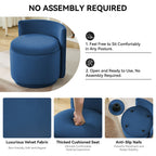 Velvet Swivel Accent Chair with Storage, 360° Vanity Makeup Chair with Wave Back, No Assembly Comfy Single Sofa Chair, Small Accent Stool for Bedroom, Dressing, Living Room