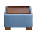 24" Square Storage Ottoman，Blue