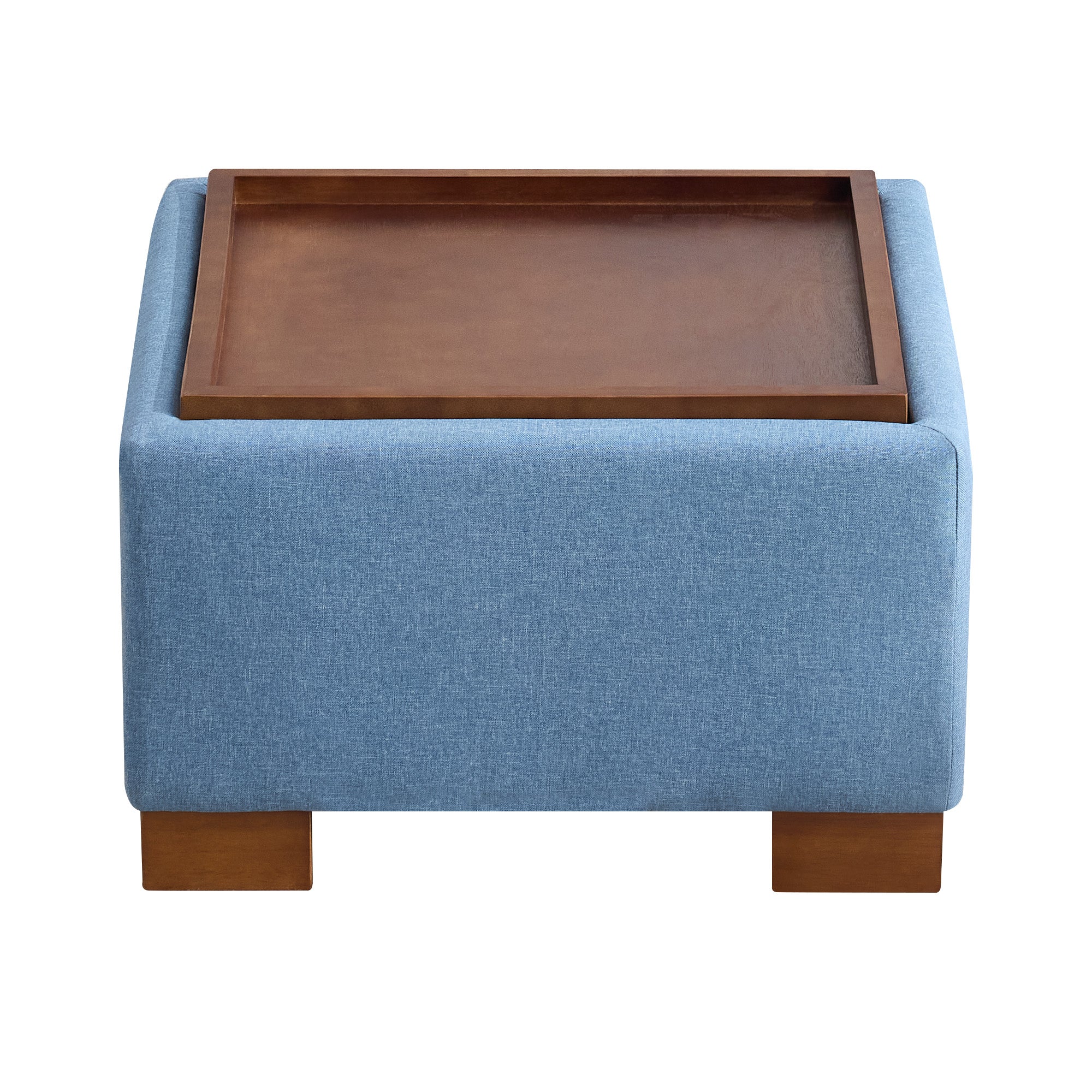 24" Square Storage Ottoman，Blue