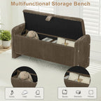 44'' Corduroy Storage Ottoman Bench, Brown