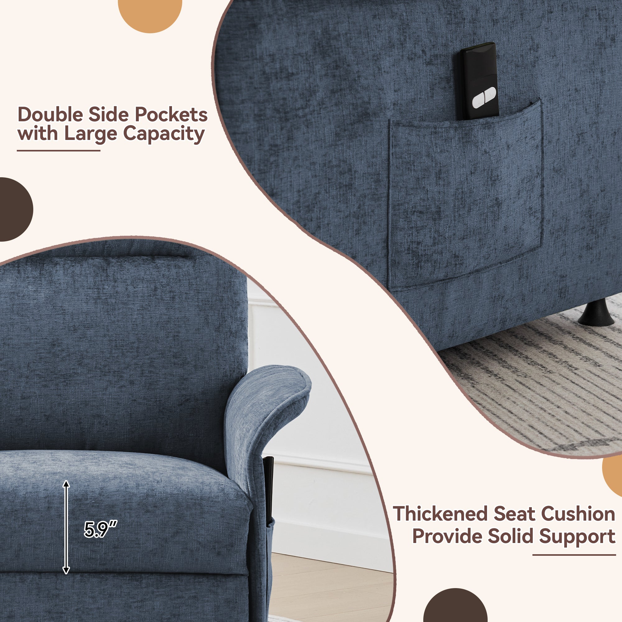 Multifunctional Accent Chair-Blue