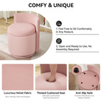 Vanity Chair with Storage，Velvet, Pink