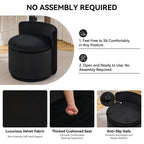 Velvet Swivel Accent Chair with Storage, 360° Vanity Makeup Chair with Wave Back, No Assembly Comfy Single Sofa Chair, Small Accent Stool for Bedroom, Dressing, Living Room