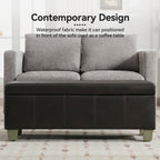 Faux Leather Storage Ottoman Bench, Rectangle Upholstered Storage Bench with Wooden Legs, Stitch Tufted Bench with Storage for Bedroom, Living Room, Entryway
