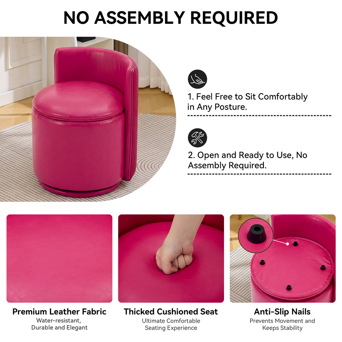 Velvet Swivel Accent Chair with Storage, 360° Vanity Makeup Chair with Wave Back, No Assembly Comfy Single Sofa Chair, Small Accent Stool for Bedroom, Dressing, Living Room