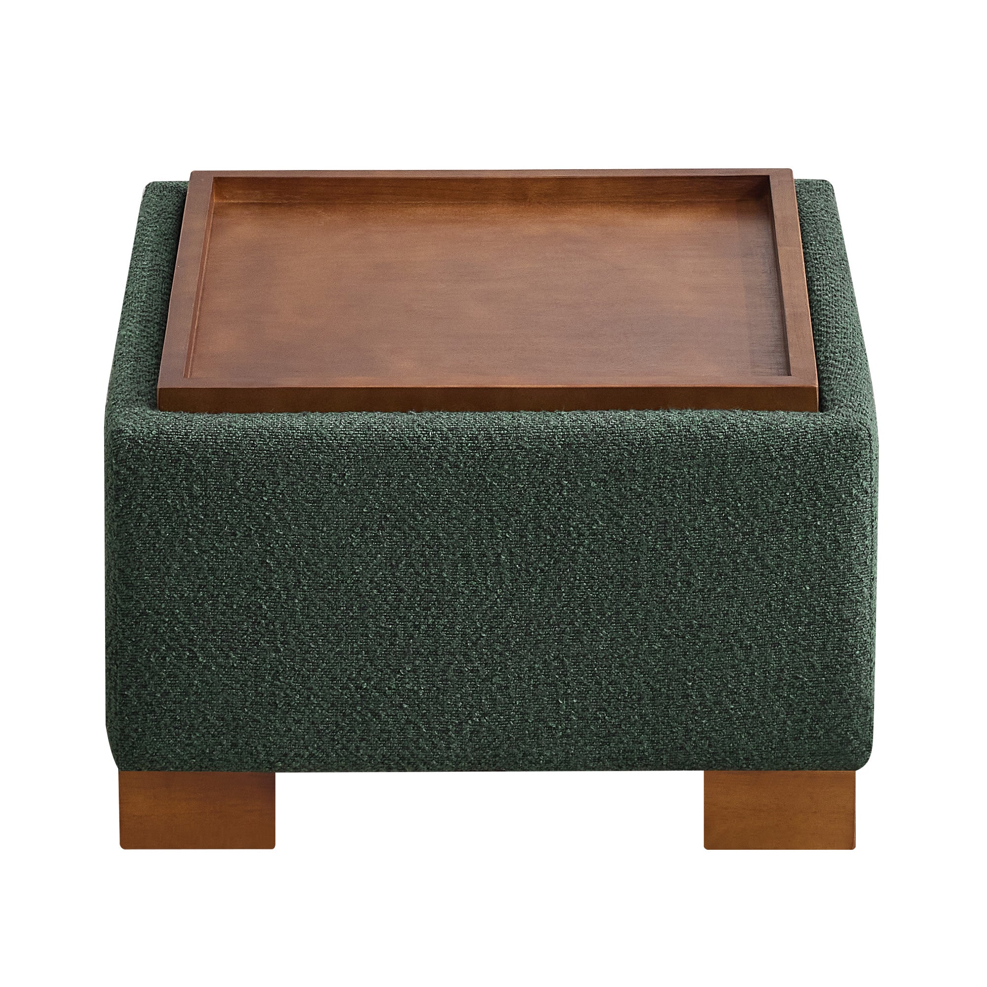 24" Square Storage Ottoman，Green