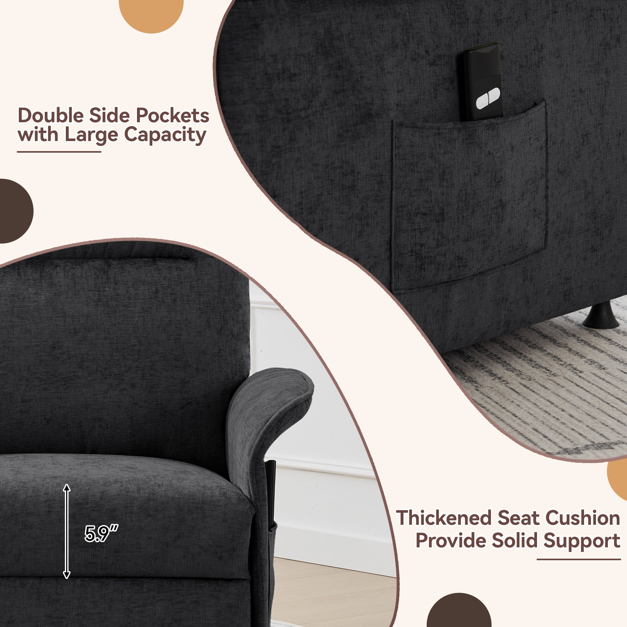 Multifunctional Accent Chair-Black