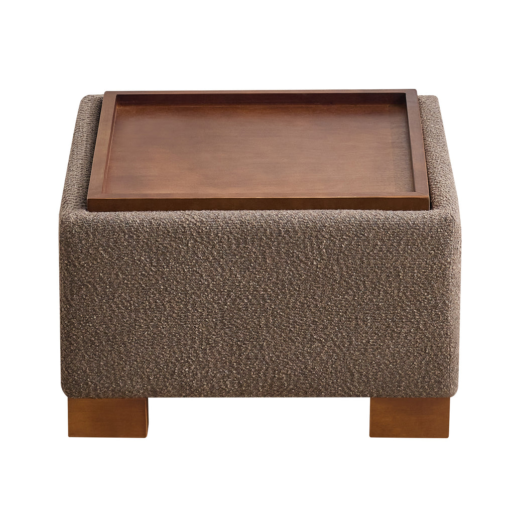 24" Square Storage Ottoman，Brown
