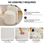 Vanity Chair with Storage，Leather, Beige