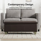 Faux Leather Storage Ottoman Bench, Rectangle Upholstered Storage Bench with Wooden Legs, Stitch Tufted Bench with Storage for Bedroom, Living Room, Entryway