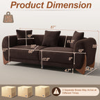 87" Boucle Couch with Solid Wood Legs,Brown