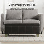 Faux Leather Storage Ottoman Bench, Rectangle Upholstered Storage Bench with Wooden Legs, Stitch Tufted Bench with Storage for Bedroom, Living Room, Entryway
